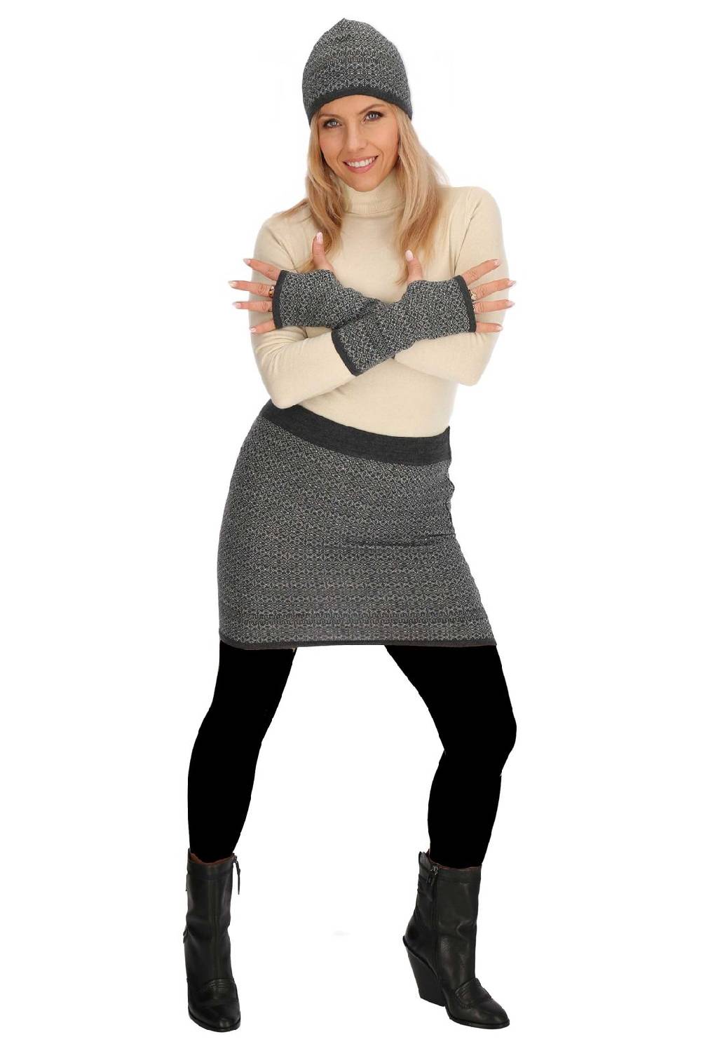 Kunst Und Magie Bunter Strickrock Kurzer Rock aus weicher Merinowolle Feinstrick Boho Mini Merino