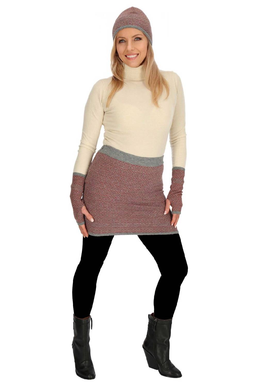 Kunst Und Magie Bunter Strickrock kurzer Rock aus weicher Merinowolle Feinstrick Boho Merino Mini