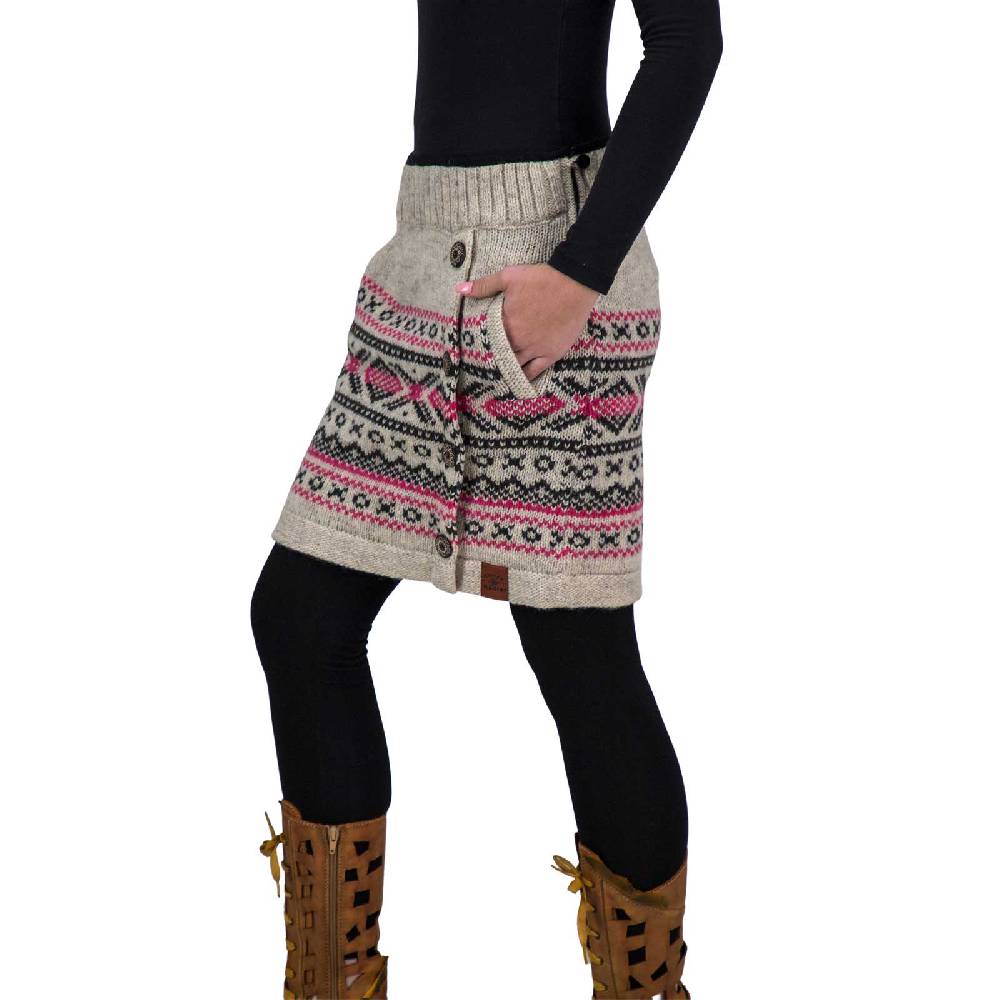 Kunst Und Magie Bunter Strickrock Kurzer Rock Mit Nordischen Mustern Wolle Gefüttert Boho