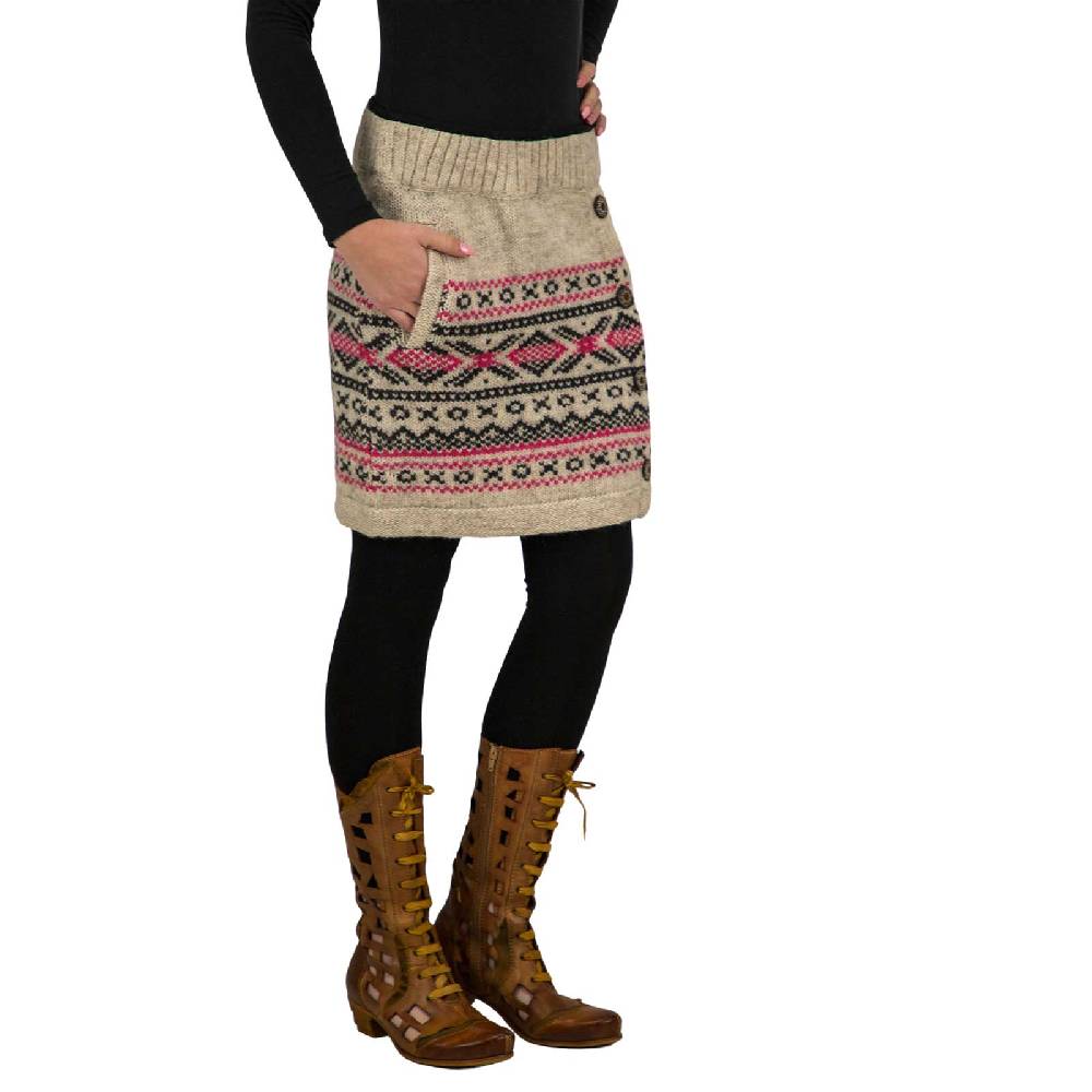 Kunst Und Magie Bunter Strickrock Kurzer Rock Mit Nordischen Mustern Wolle Gefüttert Boho