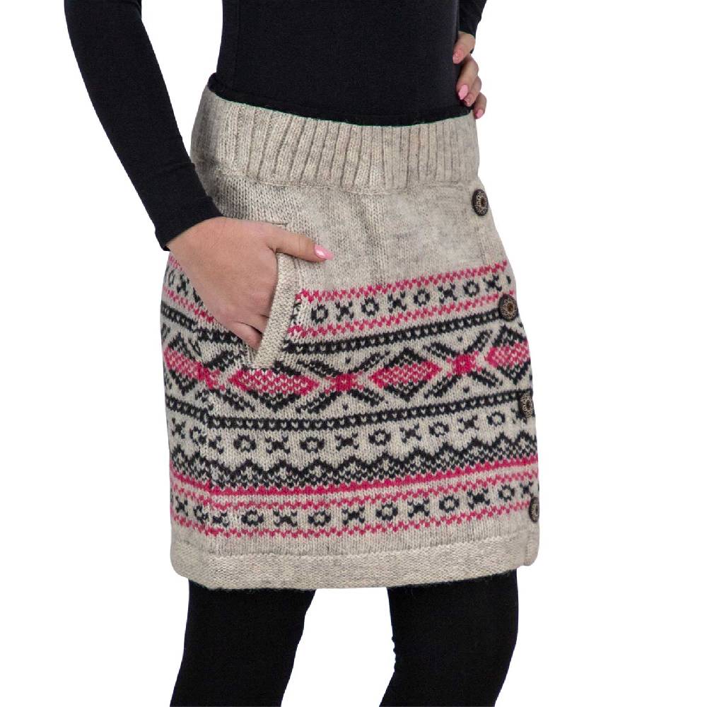 Kunst Und Magie Bunter Strickrock kurzer Rock mit nordischen Mustern Wolle gefüttert Boho