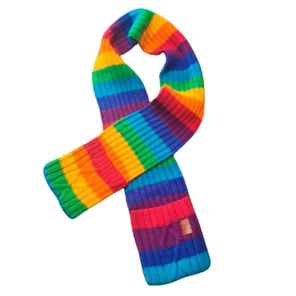 Kunst Und Magie Bunter Wollschal Mit Taschen Regenbogen Schal XXL Boho Hippie Goa Rainbow