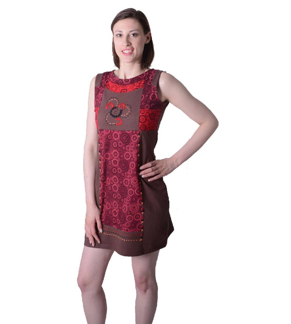 Kunst Und Magie Buntes Hippie Minikleid Sommer Im Stylischem Blumen-Design