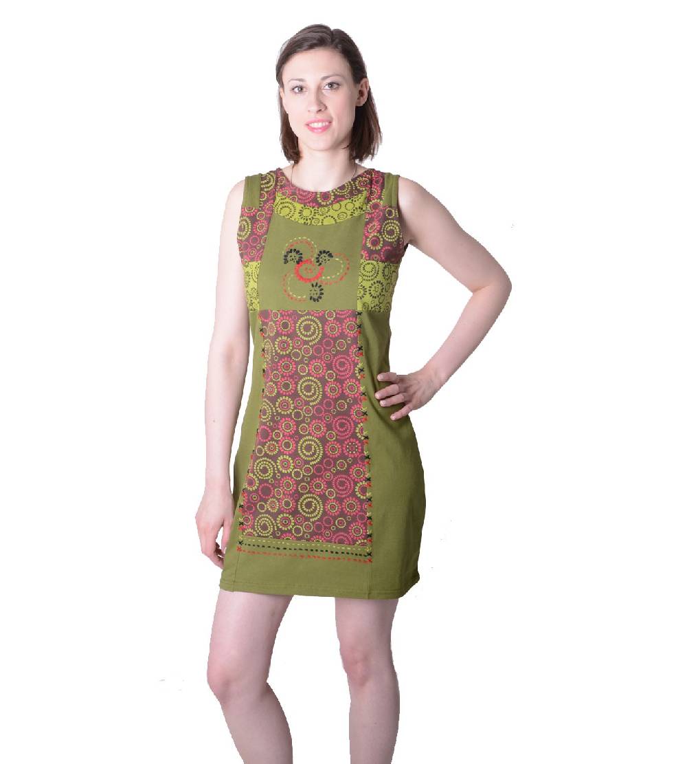 Kunst Und Magie Buntes Hippie Minikleid Sommer im stylischem Blumen-Design