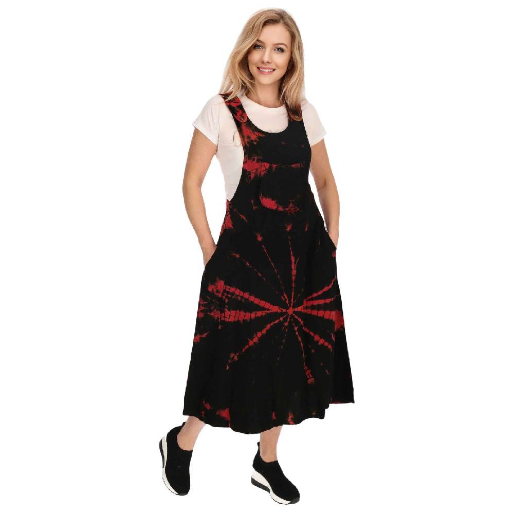 Kunst Und Magie Buntes Kleid Latzkleid Latzrock Tie Dy Batik Boho Ibiza Psy Goa 70er Overall Hippie Sommerkleid Baumwolle