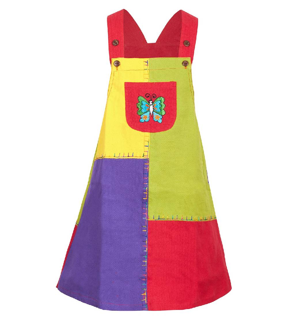 Kunst Und Magie Buntes Patchwork Kinder-Kleid mit Tiermotiv Schmetterling