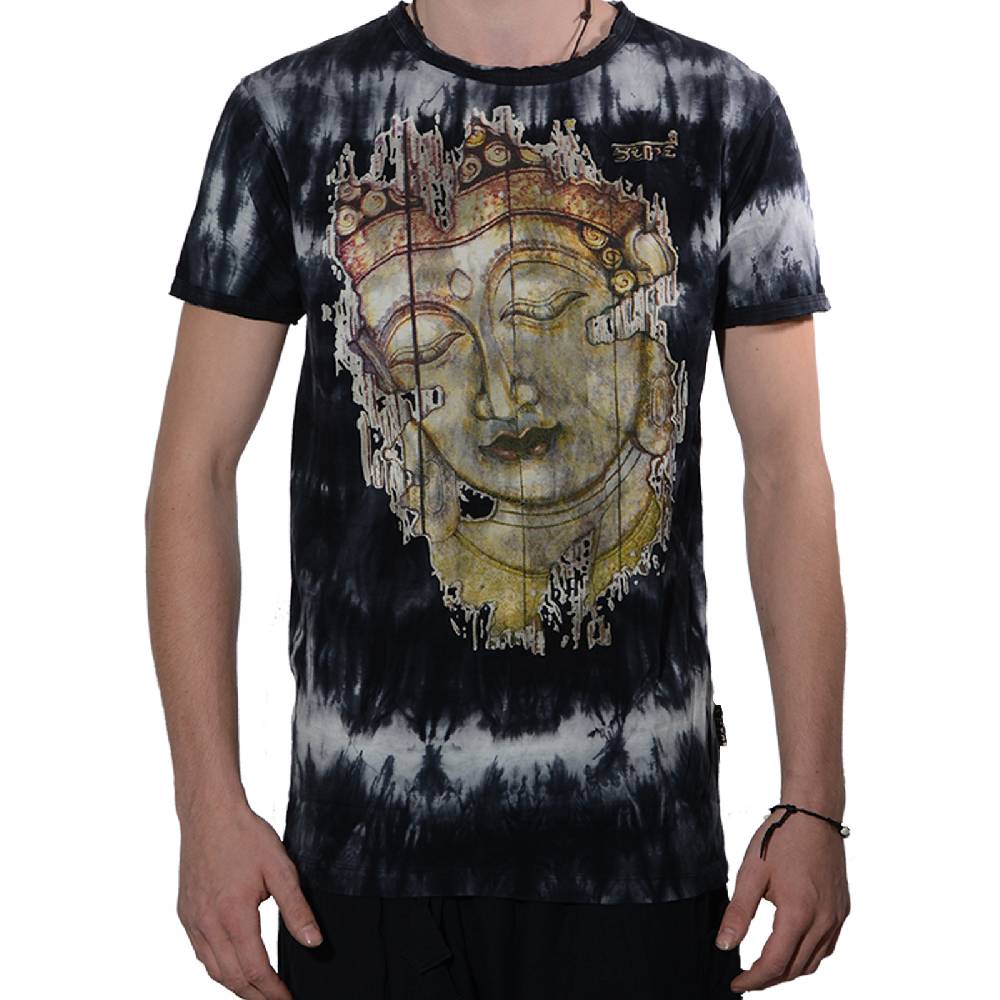 Kunst Und Magie Buntes Sure 70er Retro T-Shirt Buddha im Hippie Batik Look