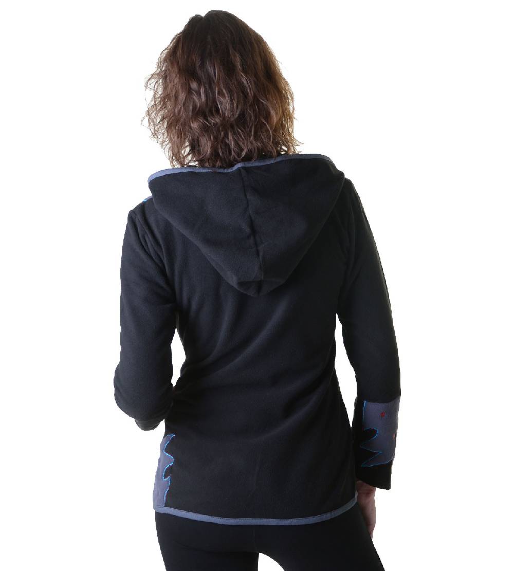 Kunst Und Magie Damen Hippie Fleecejacke "The Tree" Mit Kapuze Und Bunten Herbst-Mustern