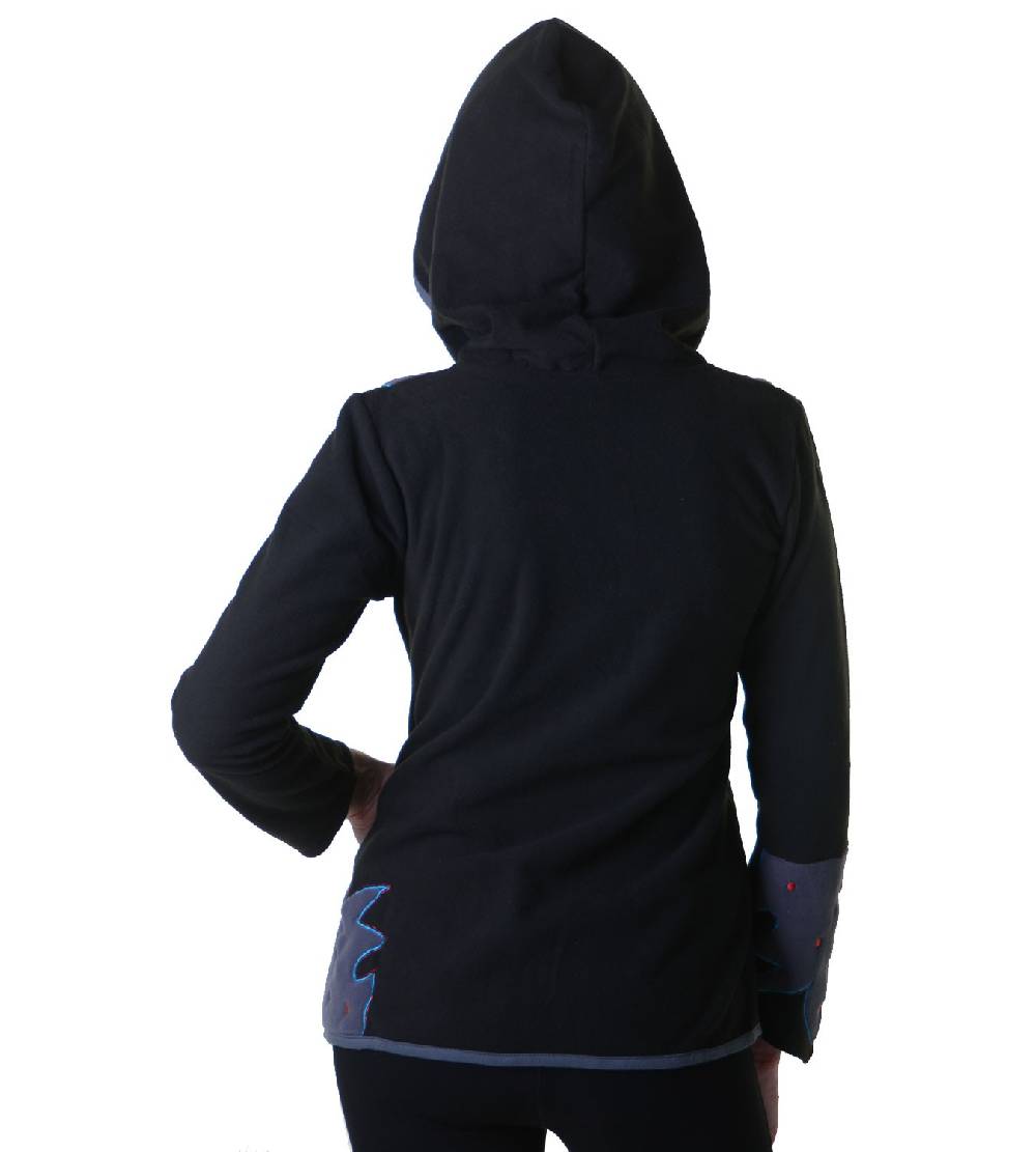 Kunst Und Magie Damen Hippie Fleecejacke "The Tree" Mit Kapuze Und Bunten Herbst-Mustern