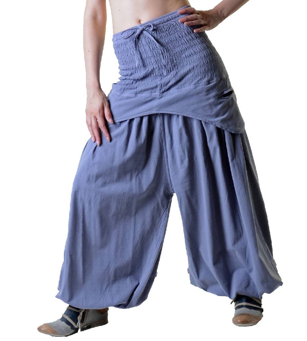 Kunst Und Magie Damen Hose Haremshose Praktische Schürzentaschen Unifarben Vintage Boho Ibiza