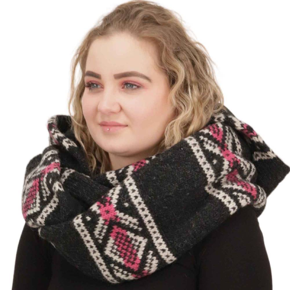 Kunst Und Magie Damen Kapuzenschal Loop Schal Hoodie Schalmütze Poncho Aus Wolle Gestrickt