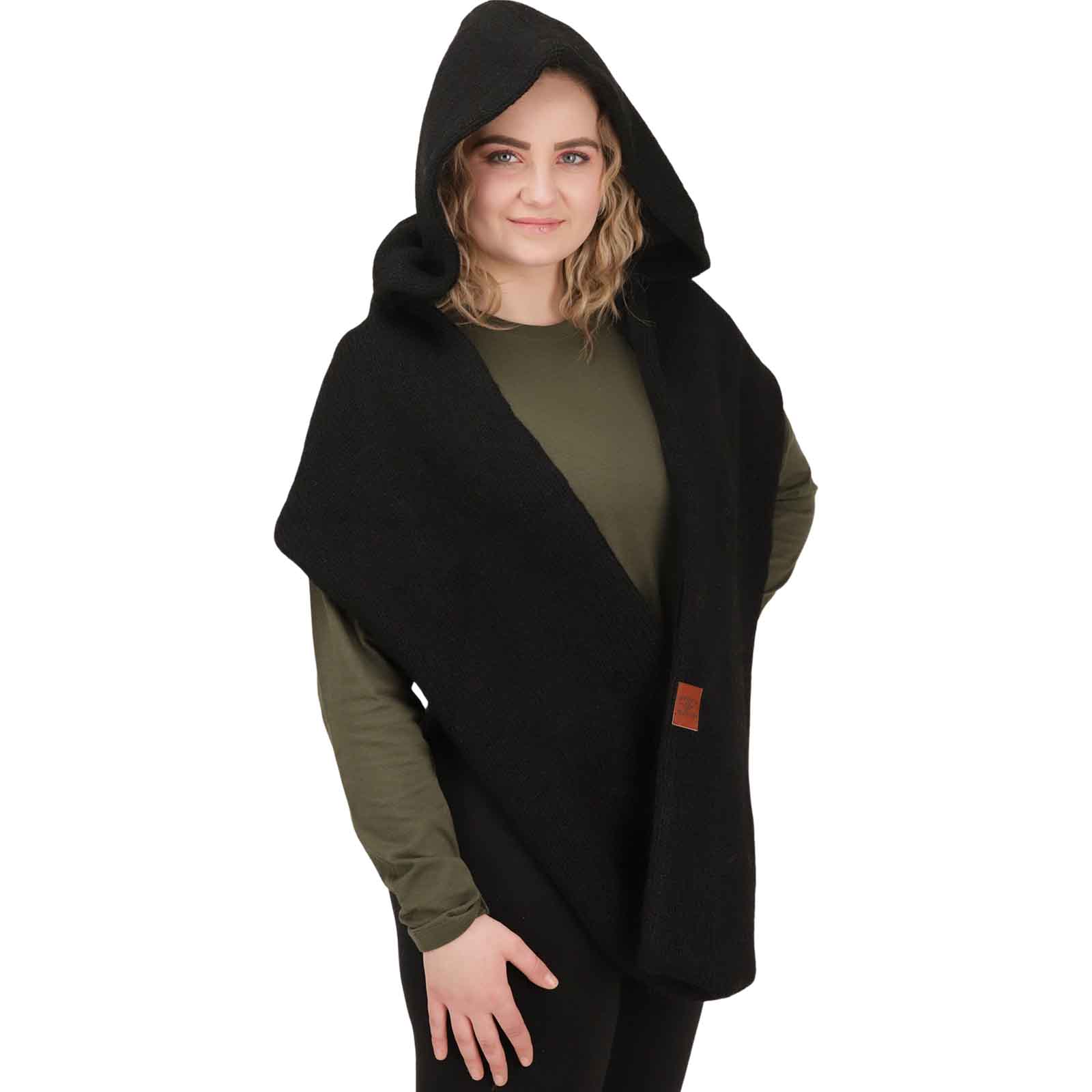 Kunst Und Magie Damen Kapuzenschal Loop Schal Hoodie Schalmütze Poncho Aus Wolle Gestrickt