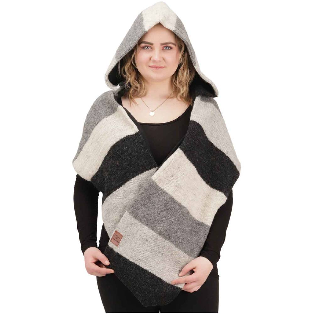 Kunst Und Magie Damen Kapuzenschal Loop Schal Hoodie Schalmütze Poncho Aus Wolle Gestrickt