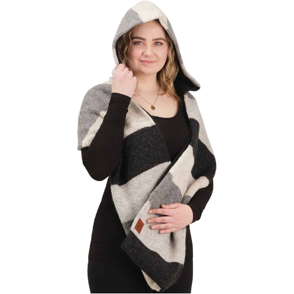 Kunst Und Magie Damen Kapuzenschal Loop Schal Hoodie Schalmütze Poncho Aus Wolle Gestrickt
