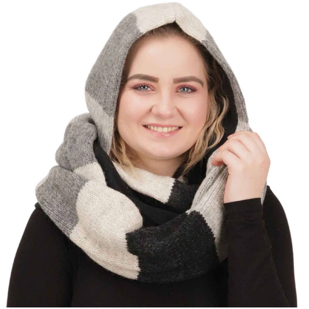 Kunst Und Magie Damen Kapuzenschal Loop Schal Hoodie Schalmütze Poncho aus Wolle gestrickt