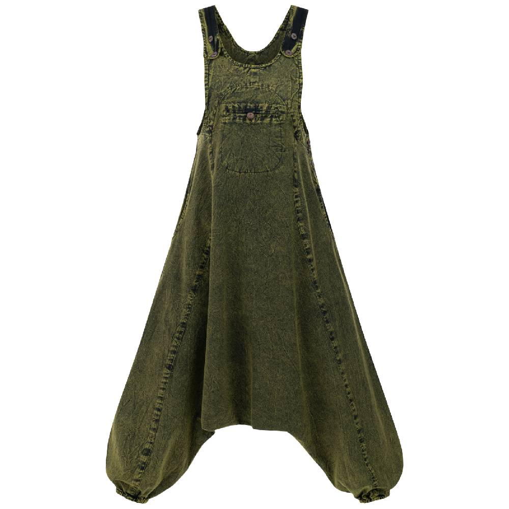 Kunst Und Magie Damen Latzhose Hippie Haremshose Goa Hose Boho 70er Jumpsuit Overall Stonewashed Catsuit