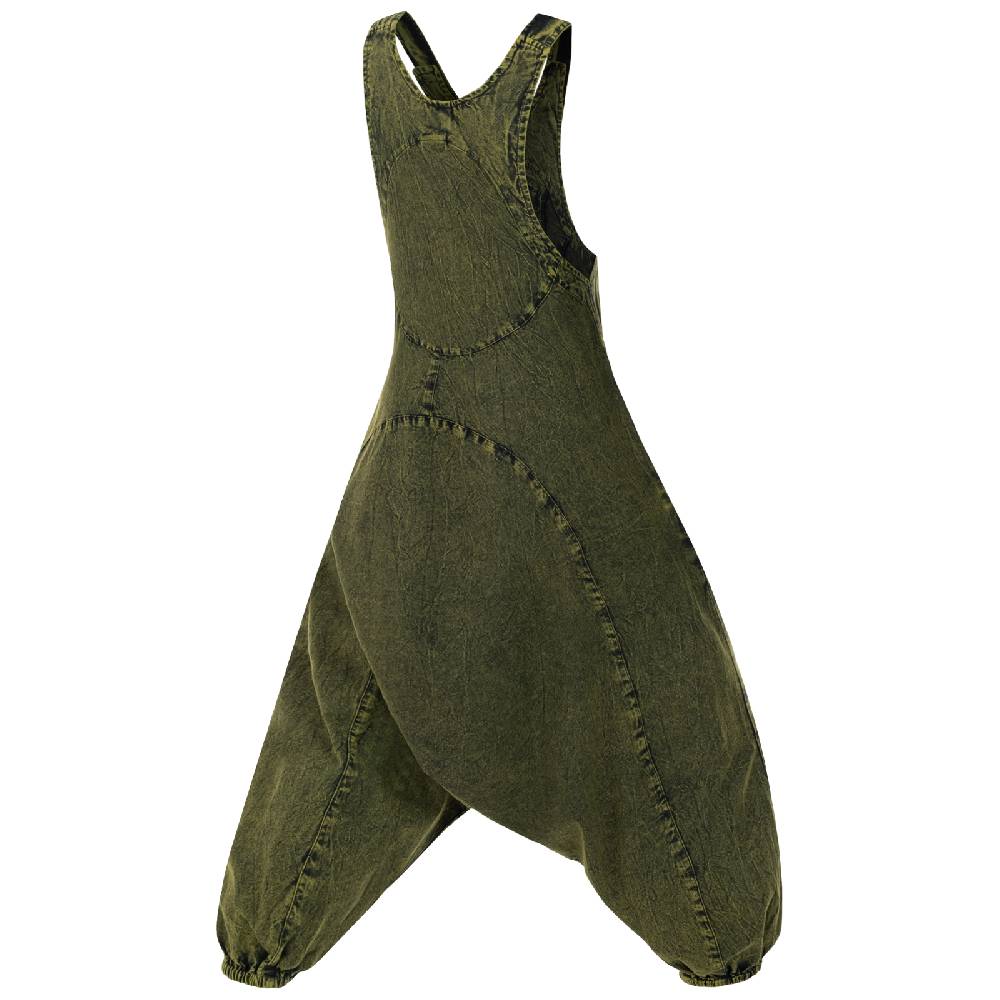 Kunst Und Magie Damen Latzhose Hippie Haremshose Goa Hose Boho 70er Jumpsuit Overall Stonewashed Catsuit