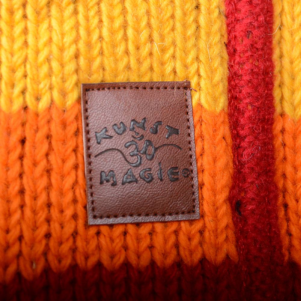 Kunst Und Magie Damen Regenbogen Strickjacke Goa Wolle Jacke Mit Fleecefutter Und Abnehmbarer Kapuze