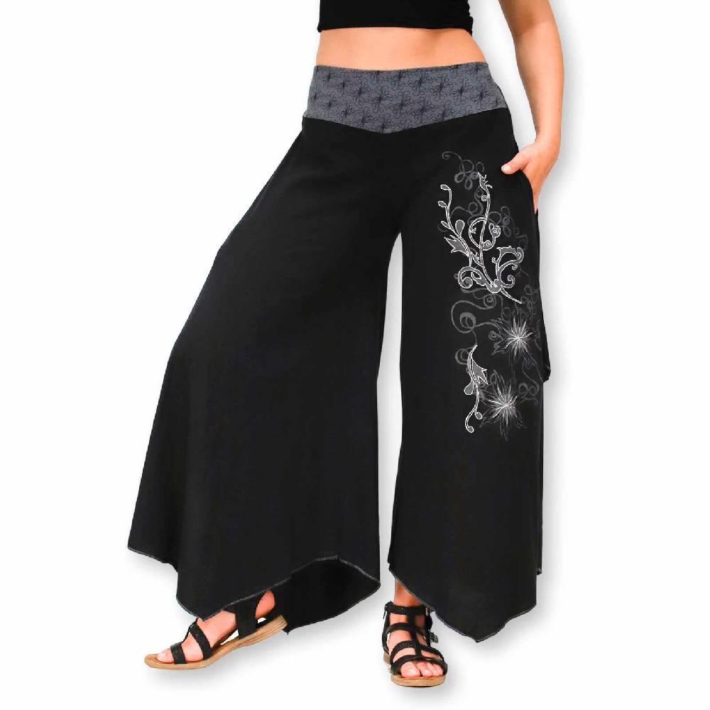 Kunst Und Magie Damen Schlaghose Ibiza Syle Goa Boho Strandhose Wellnesshose Hosenrock Mit Stickerei