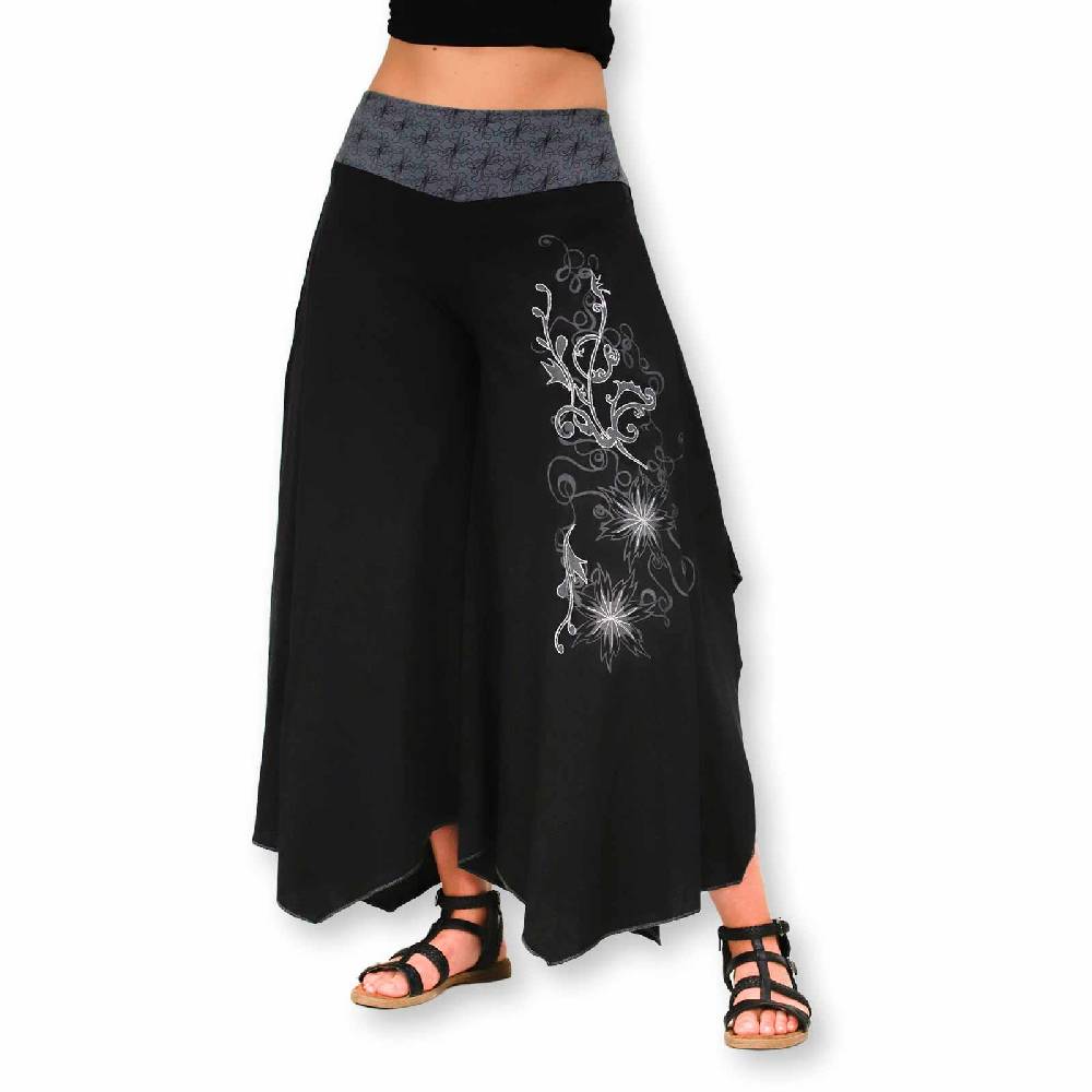 Kunst Und Magie Damen Schlaghose Ibiza Syle Goa Boho Strandhose Wellnesshose Hosenrock Mit Stickerei