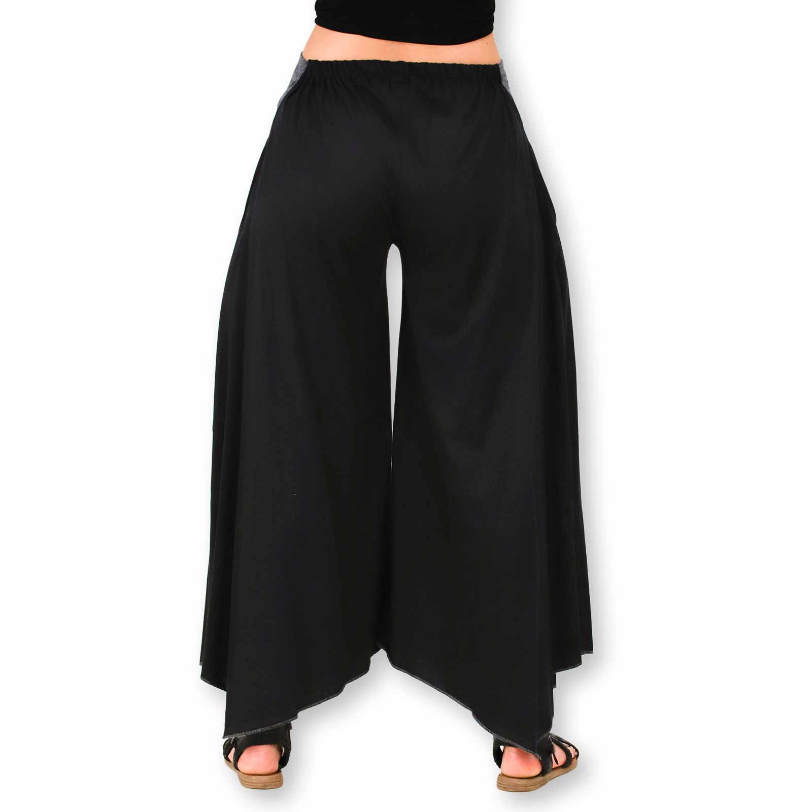 Kunst Und Magie Damen Schlaghose Ibiza Syle Goa Boho Strandhose Wellnesshose Hosenrock Mit Stickerei