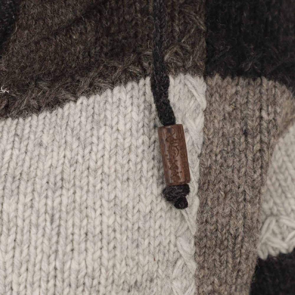 Kunst Und Magie Damen Strickjacke Goa Wolle Bunte Patchwork Jacke Mit Fleecefutter Und Hochkragen