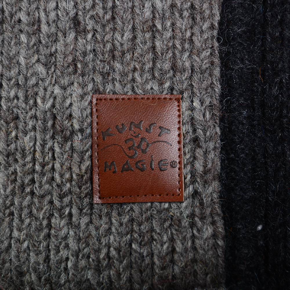 Kunst Und Magie Damen Strickjacke Goa Wolle Jacke Mit Fleecefutter Mit Abnehmbarer Zipfelkapuze