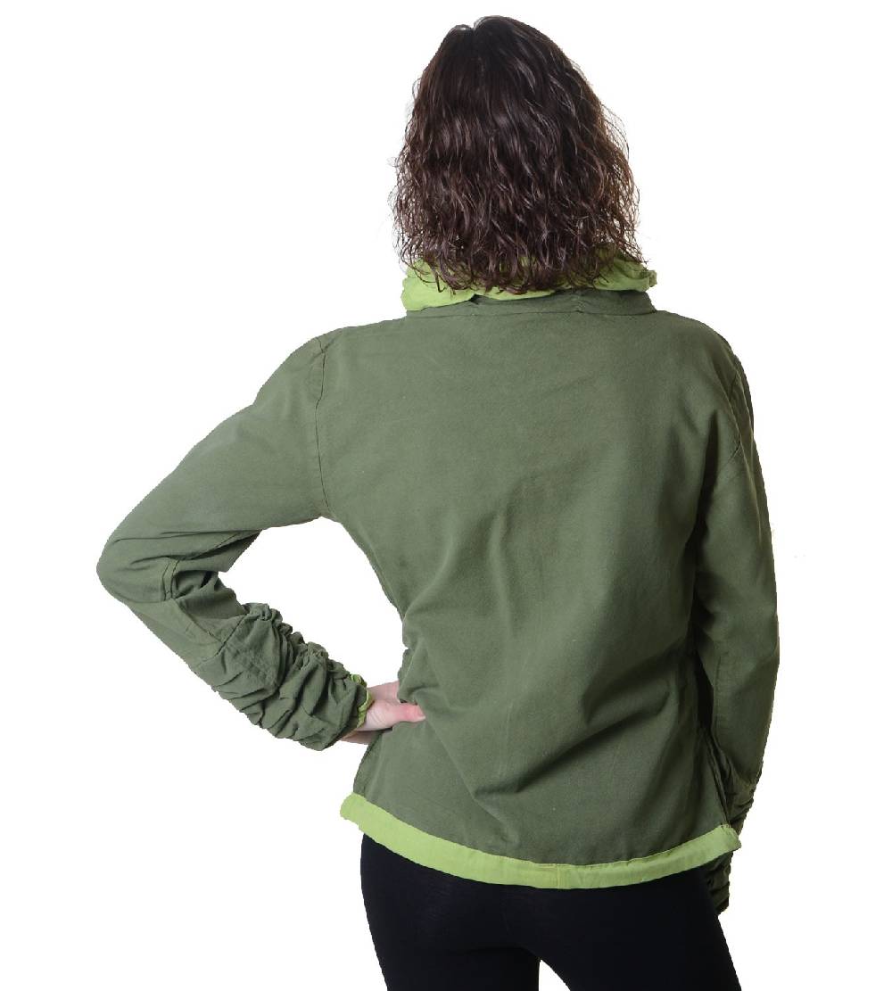 Kunst Und Magie Damen Sweatjacke Aus Baumwolle Im Ausgefallenen Rüschen-Look Mit Reißverschluss