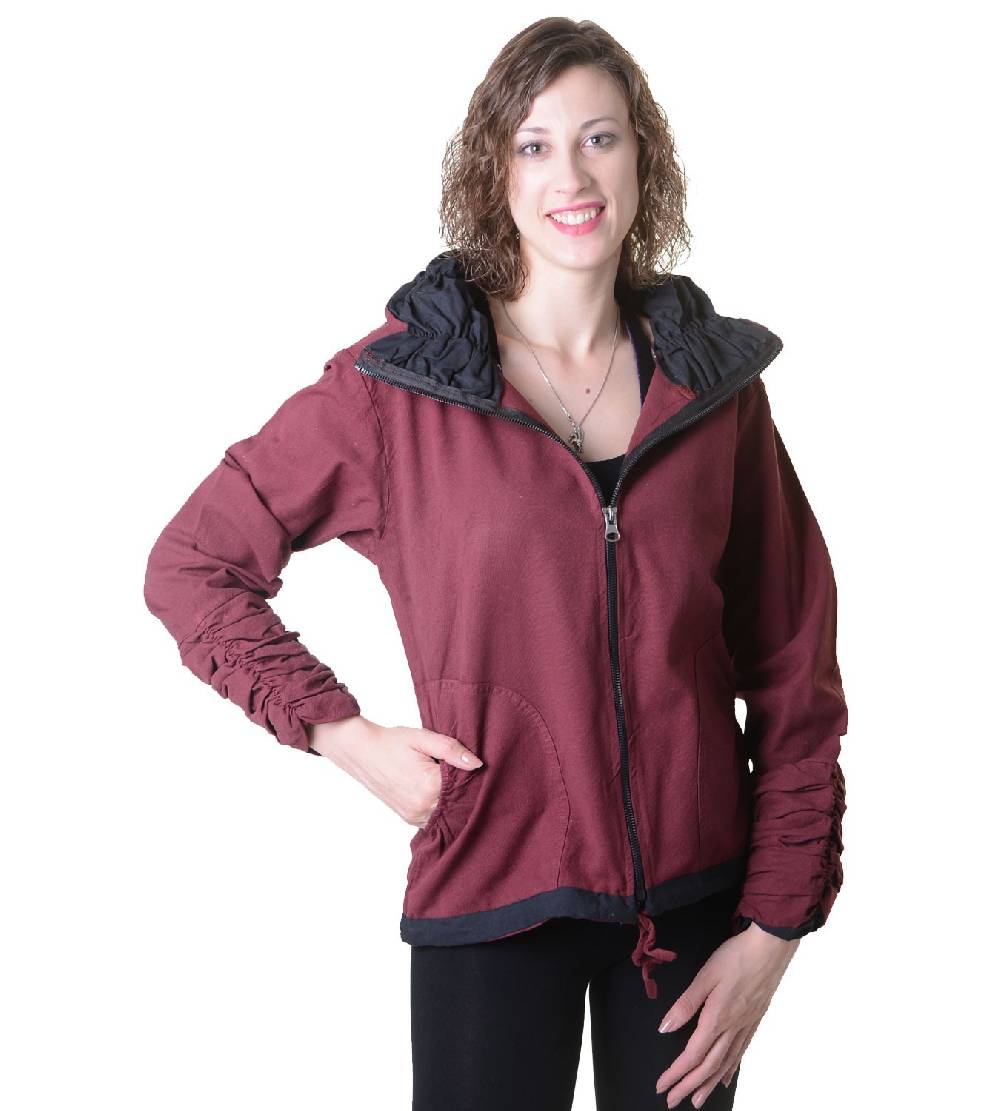 Kunst Und Magie Damen Sweatjacke Aus Baumwolle Im Ausgefallenen Rüschen-Look Mit Reißverschluss