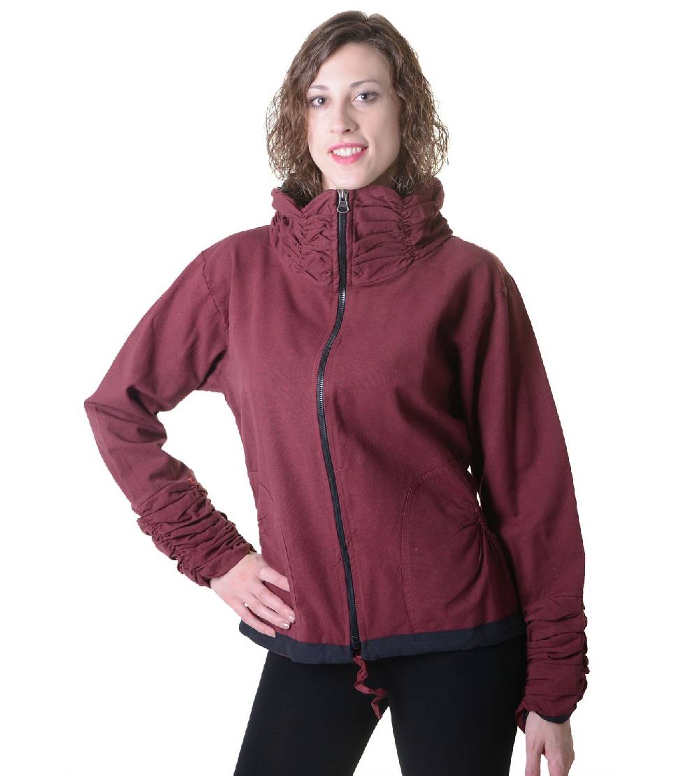 Kunst Und Magie Damen Sweatjacke Aus Baumwolle Im Ausgefallenen Rüschen-Look Mit Reißverschluss