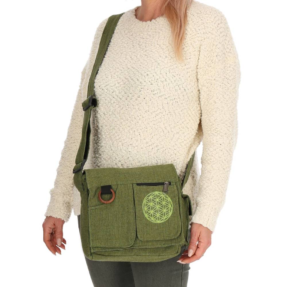 Kunst Und Magie Damen Tasche Mit Schulterriemen Lebensblume Umhängetasche Hippie Handtasche Goa Schultertasche
