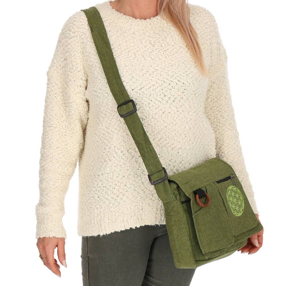 Kunst Und Magie Damen Tasche Mit Schulterriemen Lebensblume Umhängetasche Hippie Handtasche Goa Schultertasche