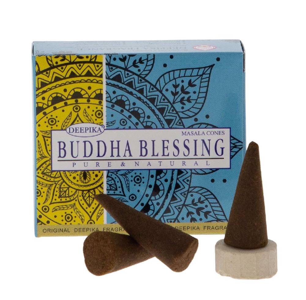 Kunst Und Magie Deepika Masala Räucherkegel Buddha Blessing Cones Dhoop Duftkegel mit Halter VEGAN