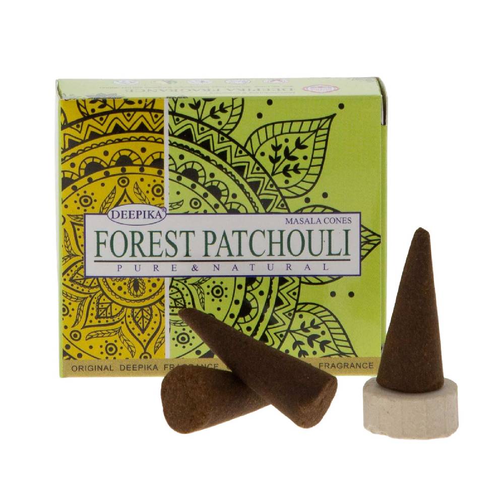 Kunst Und Magie Deepika Masala Räucherkegel Forrest Patchouli Cones Dhoop Duftkegel mit Halter VEGAN
