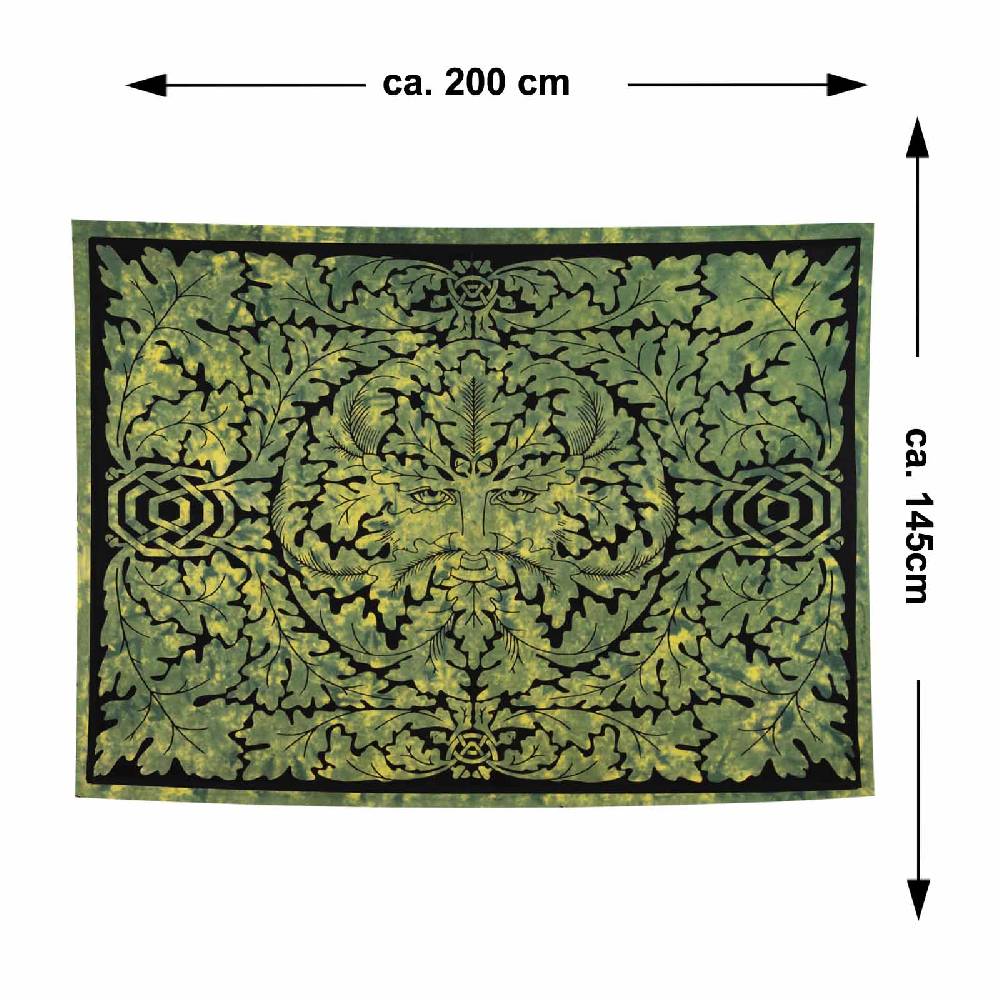 Kunst Und Magie Dekotuch Tagesdecke Wandbehang Celtic Waldgeist Tuch Keltisch Grün Ca.200x145cm