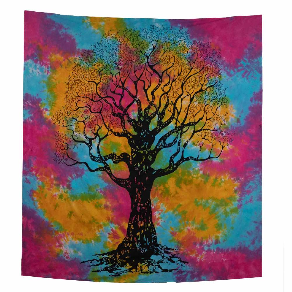 Kunst Und Magie Dekotuch Tuch Wandbehang Bunt Baum Lebensbaum XL Ca.230 X 210 Cm