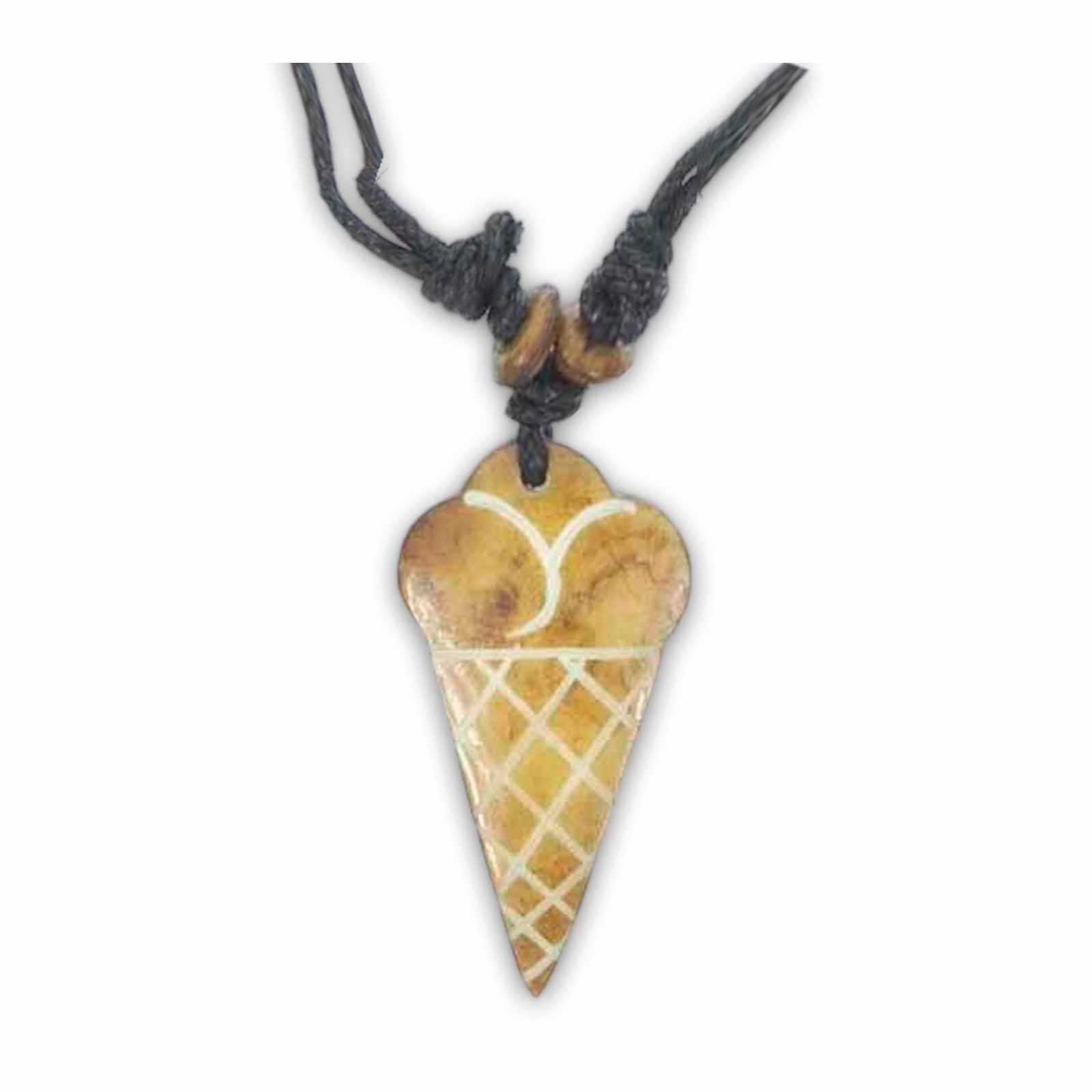 Kunst Und Magie Eistüte Amulett Anhänger Talisman Handgeschnitzt mit Textilband Halskette