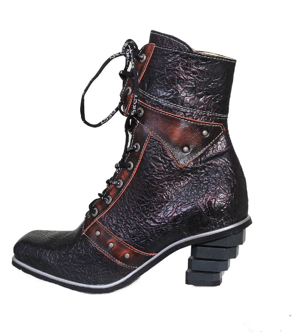 Kunst Und Magie Eject Stiefel - Antik Rote New Square Damen Biker Boots