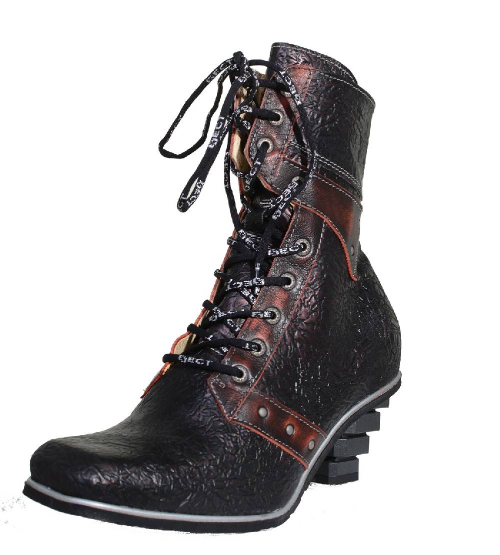 Kunst Und Magie Eject Stiefel - Antik Rote New Square Damen Biker Boots