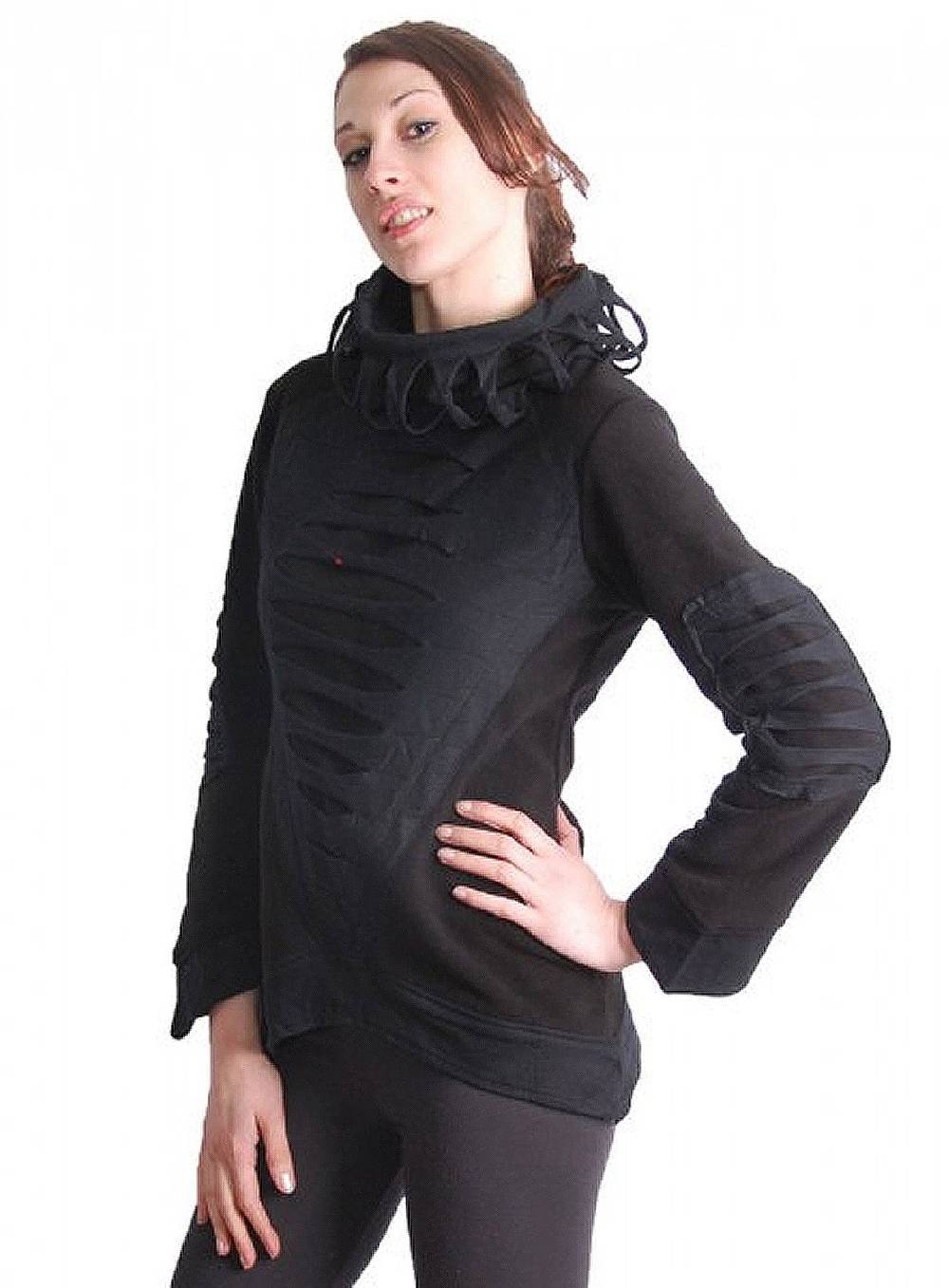 Kunst Und Magie Elfen Fleece Pullover mit Rollkragen in Schwarz