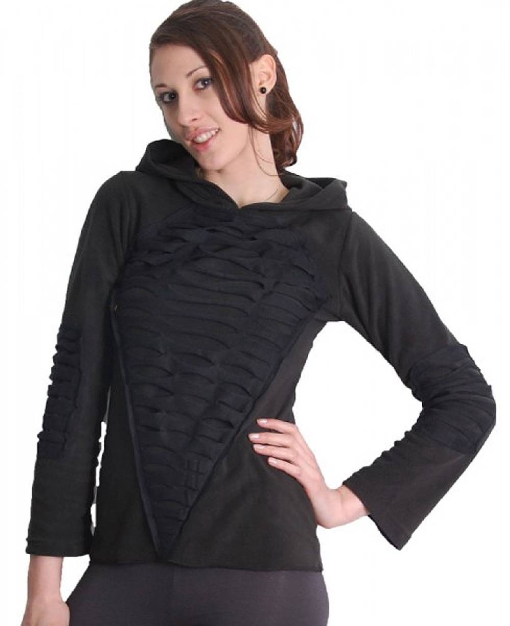 Kunst Und Magie Elfen Fleece Pullover mit Zipfelkapuze in Schwarz