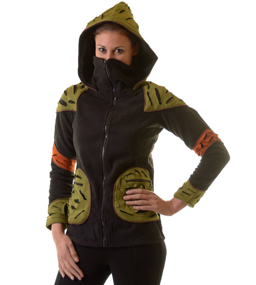 Kunst Und Magie Elfenhafte Fleece Jacke Mit Cutwork Patches Goa Psy Hippie Fraggle