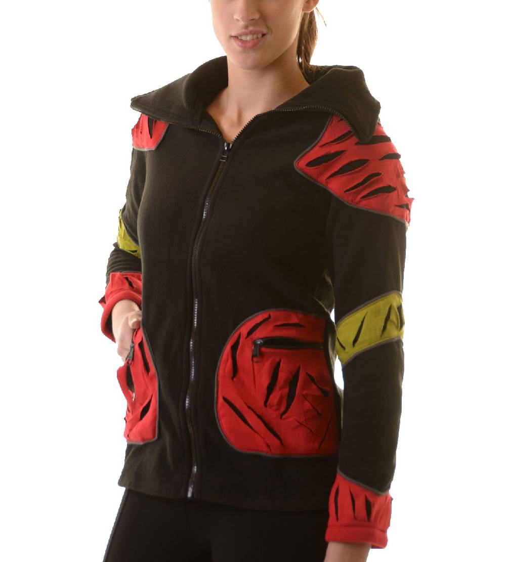 Kunst Und Magie Elfenhafte Fleece Jacke Mit Cutwork Patches Goa Psy Hippie Fraggle