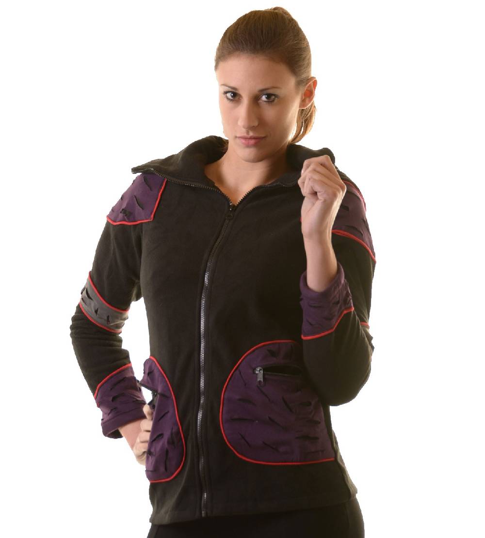 Kunst Und Magie Elfenhafte Fleece Jacke mit Cutwork Patches Goa Psy Hippie Fraggle