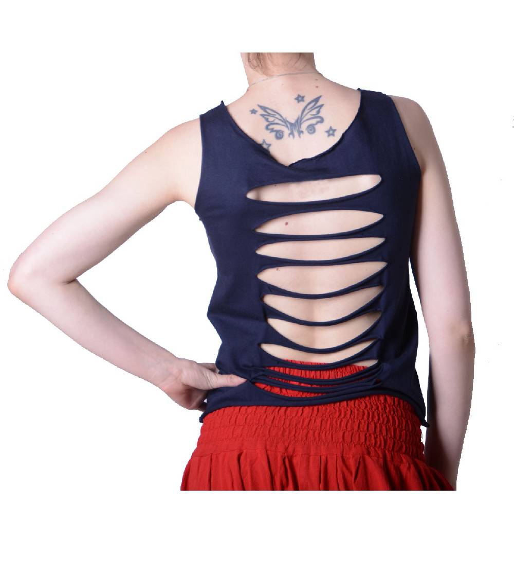 Kunst Und Magie Extravagantes, Luftiges Girlie Tank-Top Mit Eulenmotiv Sommer Hippie Goa