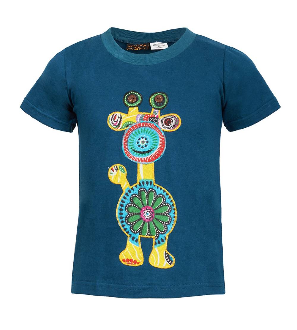 Kunst Und Magie Farbenfrohes Kids T-Shirt Mit Patchwork-Stick "Giraffe" Hippie Goa