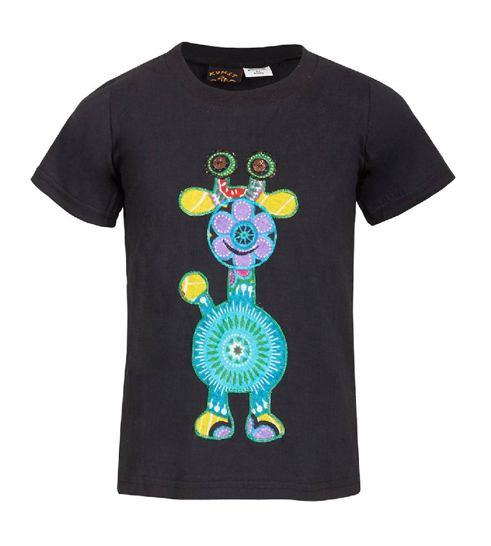 Kunst Und Magie Farbenfrohes Kids T-Shirt Mit Patchwork-Stick "Giraffe" Hippie Goa