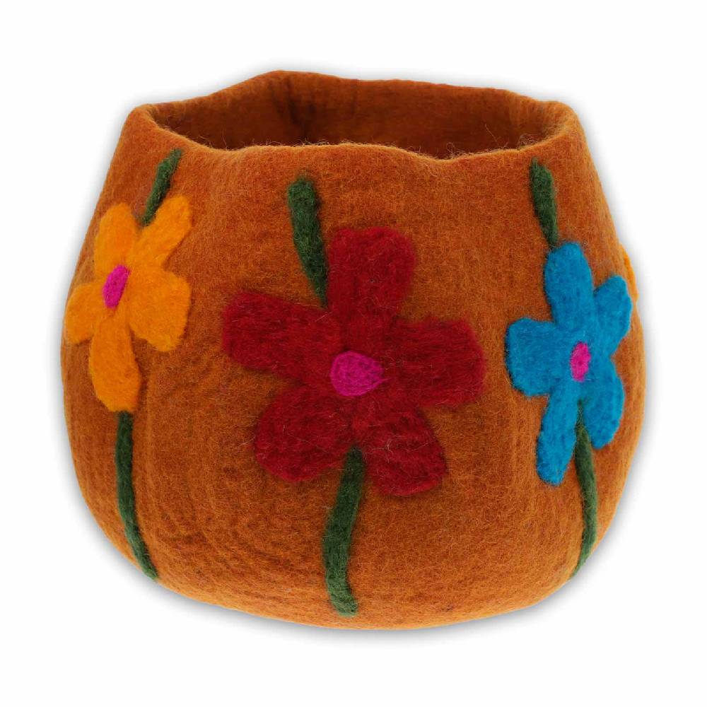 Kunst Und Magie Filzschale Filzkorb Organizer Deko Aufbewahrung Schale Vase Fair in 3 Größen Fair & Nachhaltig Orange
