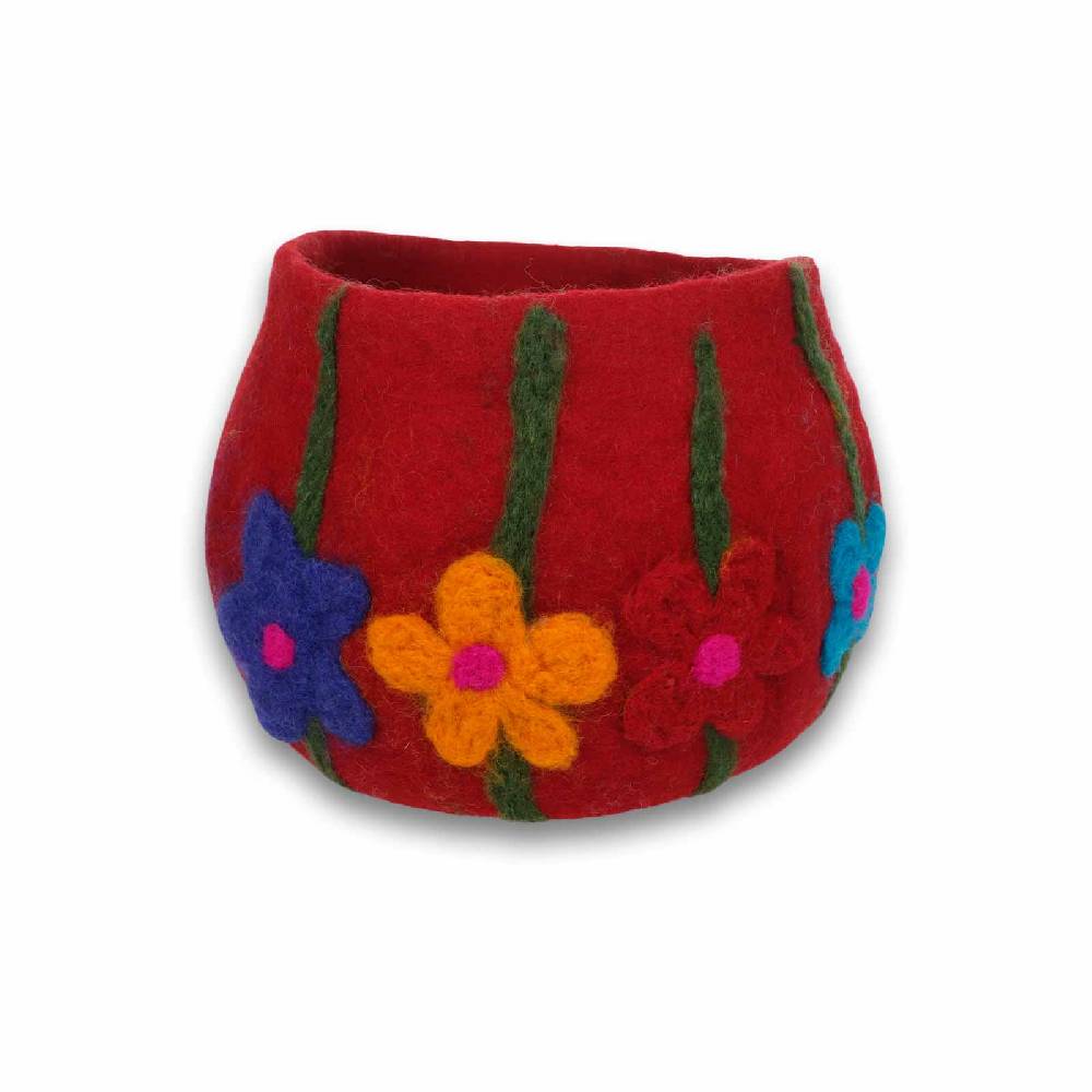 Kunst Und Magie Filzschale Filzkorb Organizer Deko Aufbewahrung Schale Vase Fair in 3 Größen Fair & Nachhaltig Rot