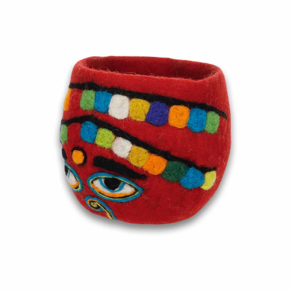Kunst Und Magie Filzschale Übertopf Buddha Eyes Deko Aufbewahrung Schale Vase Fair In 3 Größen Fair & Nachhaltig Rot